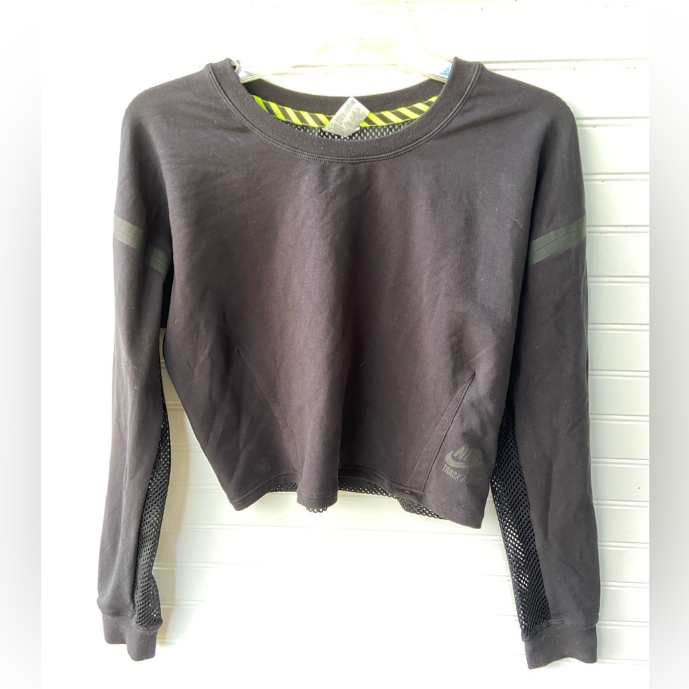 Nike Track & Field Sheer Back Crop Long Sleeve Tee Top